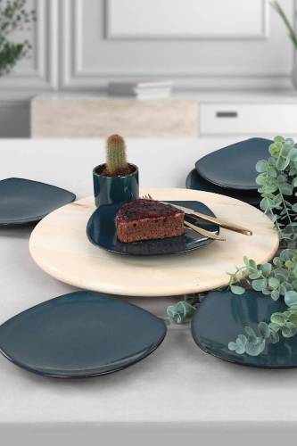 Set farfurii pentru desert Dessert Plate Set Lapis Cake Plate 22 Cm 6 Pieces - Albastru inchis - 26x16x26 cm