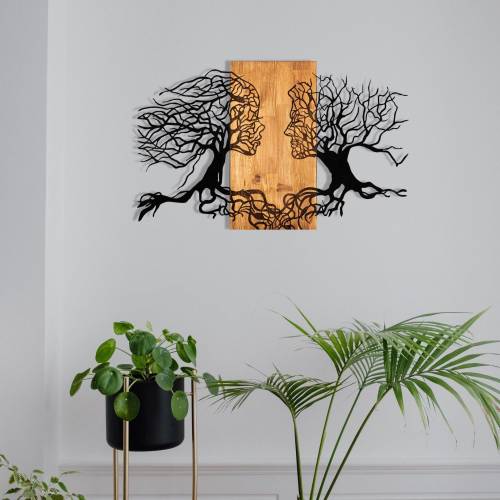 Decoratiune de perete lemn Reincarnare - Negru - 92 x 58 x 3cm