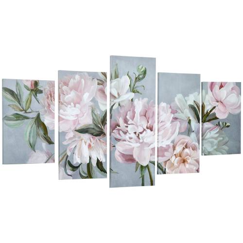 HOMCOM panza de perete 5 piese cu flori de bujor - tablouri de perete pentru living - dormitor - 200 x 100 cm | AOSOM RO