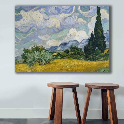 Tablou Canvas Copaci cu Nori - Multicolor - 100 x 70 cm