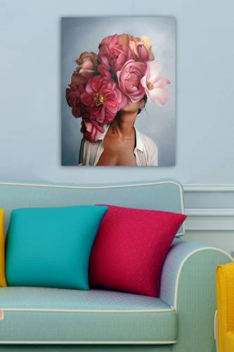 Tablou Canvas Lady Inflorit - Multicolor - 70 x 50 cm