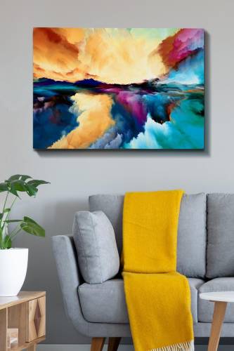 Tablou Canvas Punere Soarelui - Multicolor - 100 x 70 cm