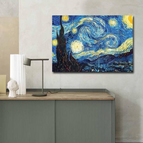Tablou Canvas Van Gogh Noapte instelata - Multicolor - 100 x 70 cm