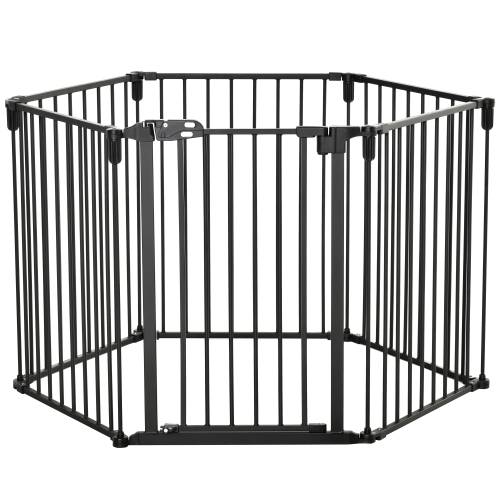 Gard pentru animale PawHut - cu poarta - 6 piese - neagra | AOSOM RO