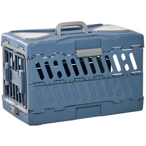 PawHut Geanta de transport pliabil - care economiseste spatiu - pentru caini si pisici - convertibil in canisa - 56x31x37cm - albastru | AOSOM RO