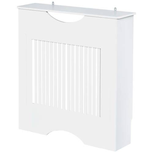 Capac de radiator din MDF alb - cu blat si design anti-inclinare - 78x19x82 cm HOMCOM | Aosom RO