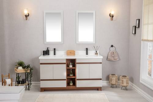 Set mobilier de baie (3 piese) Echo 60 - Cream - Crem - 150x86x54 cm