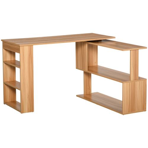 HomCom birou din lemn cu 5 rafturi - birou in unghi - masa de birou | AOSOM RO