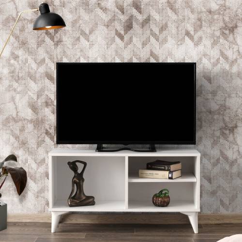 Comoda TV Zisino - Alb - Stejar - Nuc - Gri - 100 x 54 x 35 cm