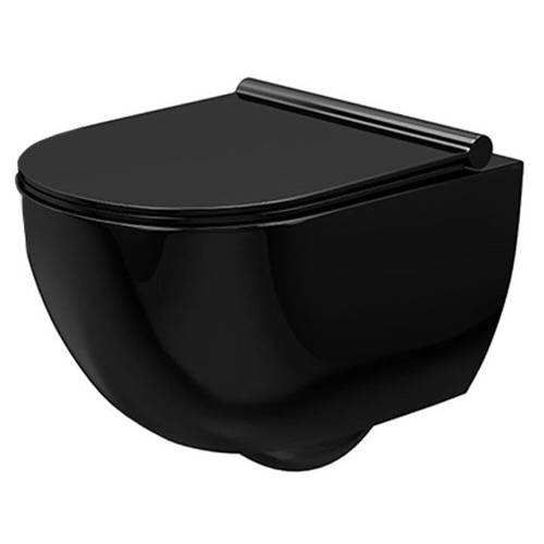 Set vas wc negru suspendat Rea Carter rimless capac softclose
