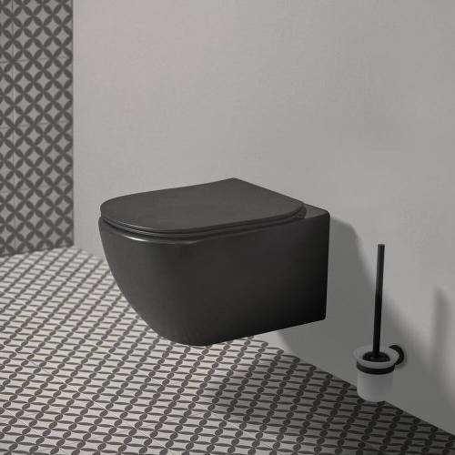Set vas wc suspendat Ideal Standard Tesi Aquablade cu capac slim softclose negru mat Silk Black