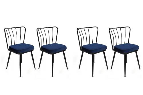 Set scaune (4 bucati) Yildiz-1 Chair Set (4 Pieces) - Albastru inchis - 42x82x43 cm