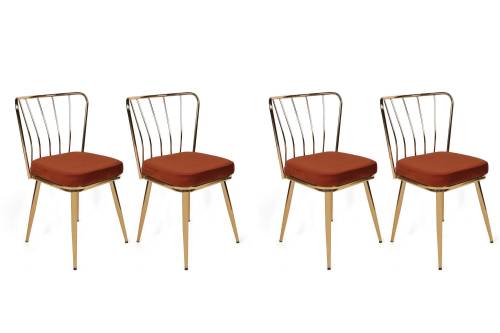 Set scaune (4 bucati) Yildiz V4 Chair Set (4 Pieces) - Albastru inchis - 42x82x43 cm