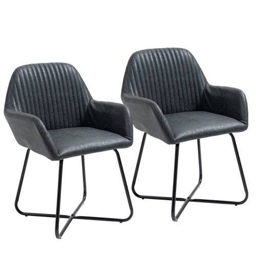Set scaune imitatie piele - 60x565x85cm negru HOMCOM | Aosom RO
