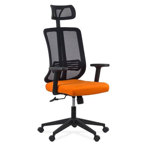 Scaun ergonomic de birou din plasa neagra - cu tetiera si brate reglabile OFF 402 portocaliu