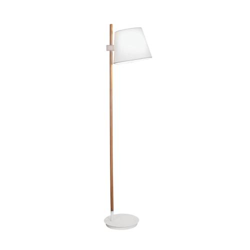 Lampadar scandinav alb VIANA cu picior din lemn 1x60W E27