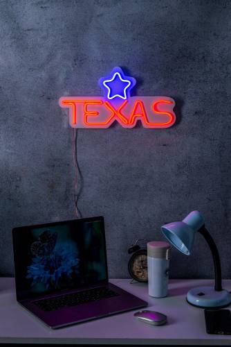 Lampa Neon Texas Lone Star - Rosu - 22X2X42 Cm
