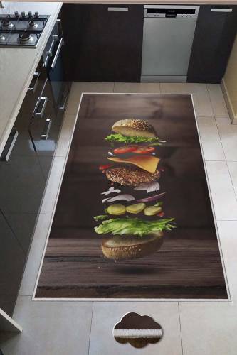 Covor de Bucatarie Hamburger Lavabil - Antiderepant - Multicolor - 150 x 80 cm