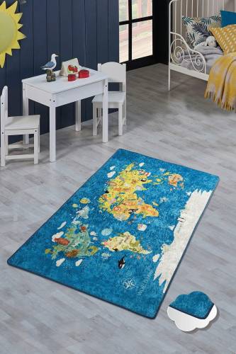 Covor de Copii World Map - Multicolor - 190x140 cm